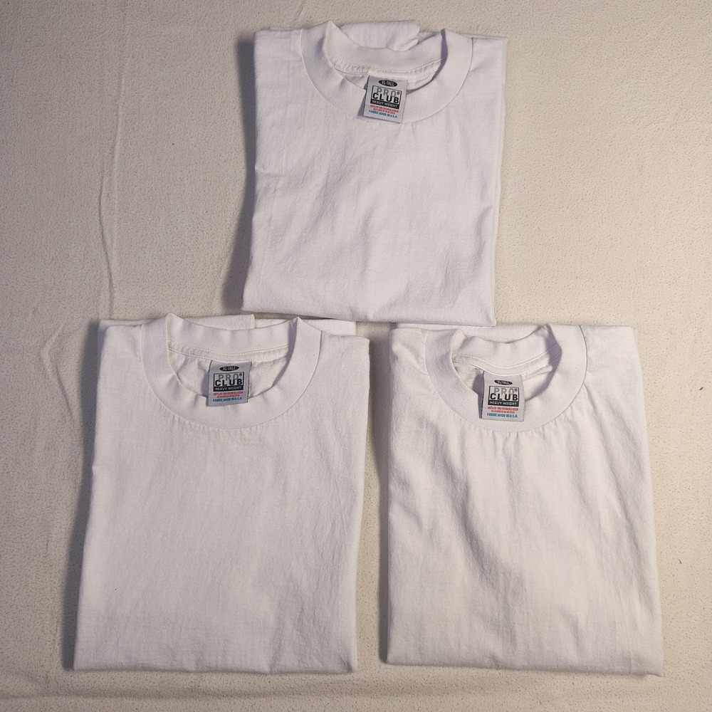 Pro Club Mens Heavyweight T-Shirt Lot of 3 Size XL Tall White Blank Cotton